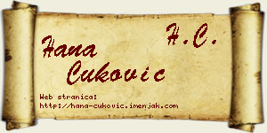 Hana Ćuković vizit kartica